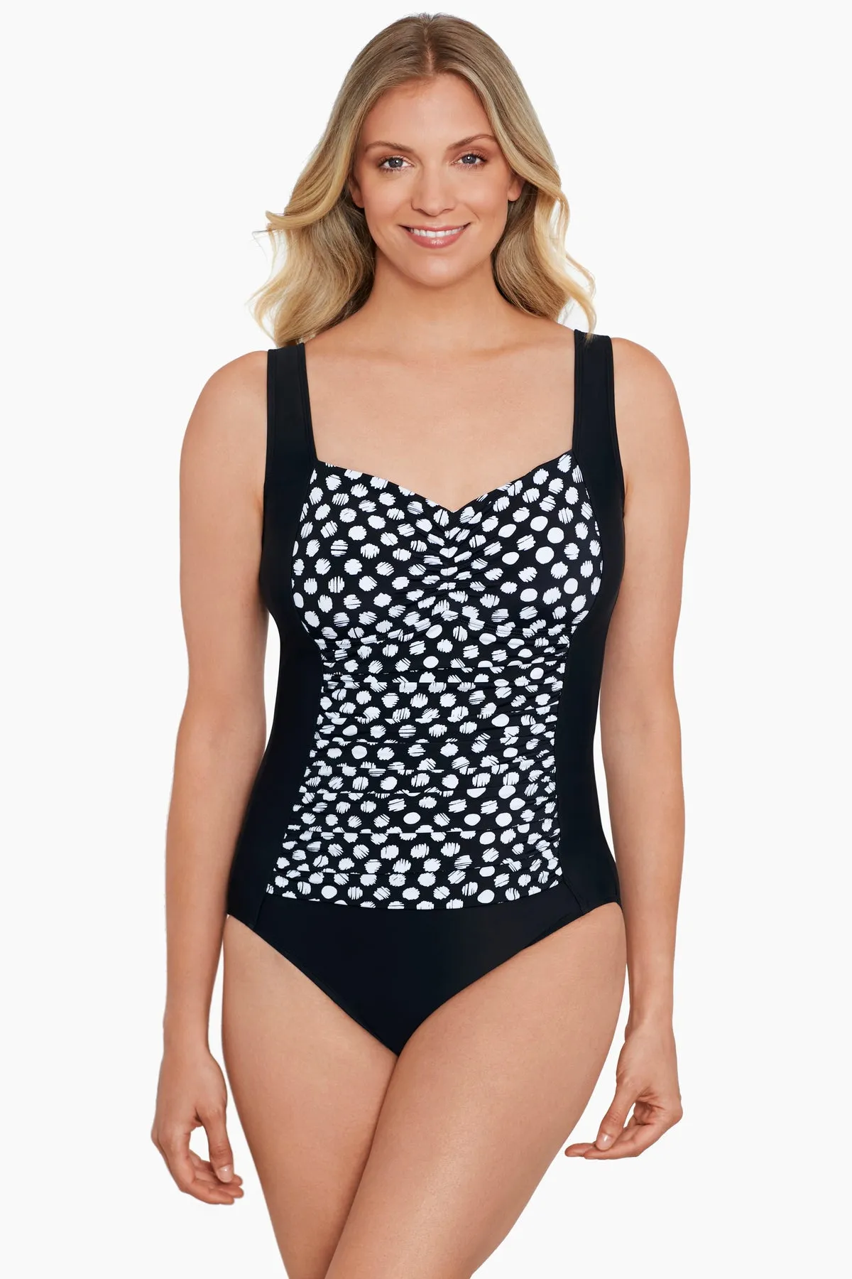 Shirred Bodice Mio One Piece Swimsuit Spots sold by Longitude