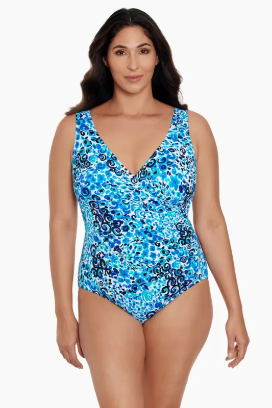 Long Torso Side Shirred Surplice One Piece - Fanciful sold by Longitude