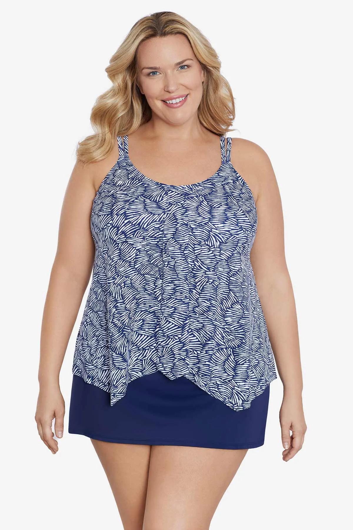 Plus Size Handkerchief Hem Tankini Top - Shifting Shapes sold by Longitude