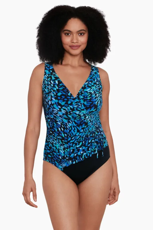 Ruffle Surplice Long Torso Swimsuit Petals Apart sold by Longitude