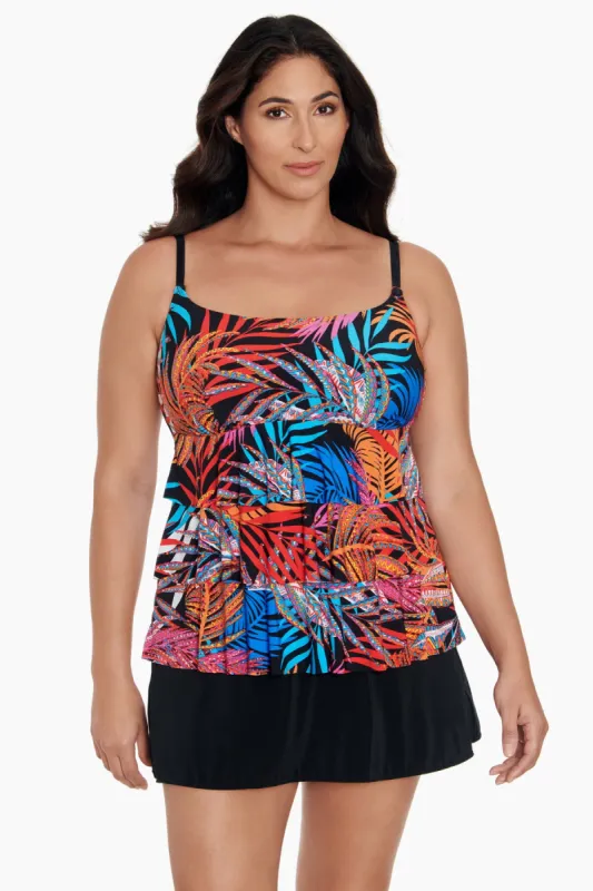 Long Torso Ruffle Faux Skirtini - Jungle Boogie sold by Longitude