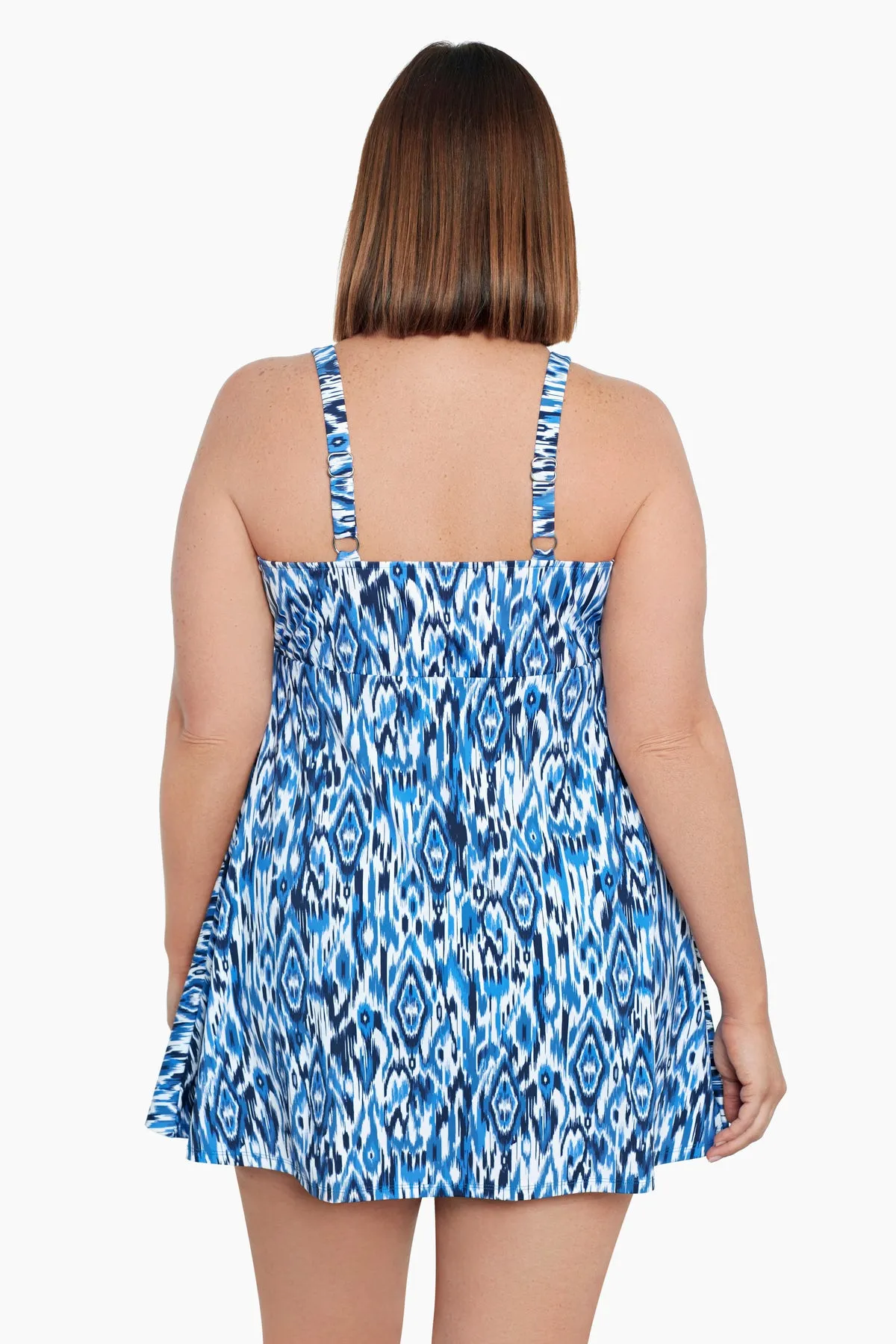 Plus Size Long Torso Triple Tier Swim Dress - Ikats Meow sold by Longitude product image thumbnail 3