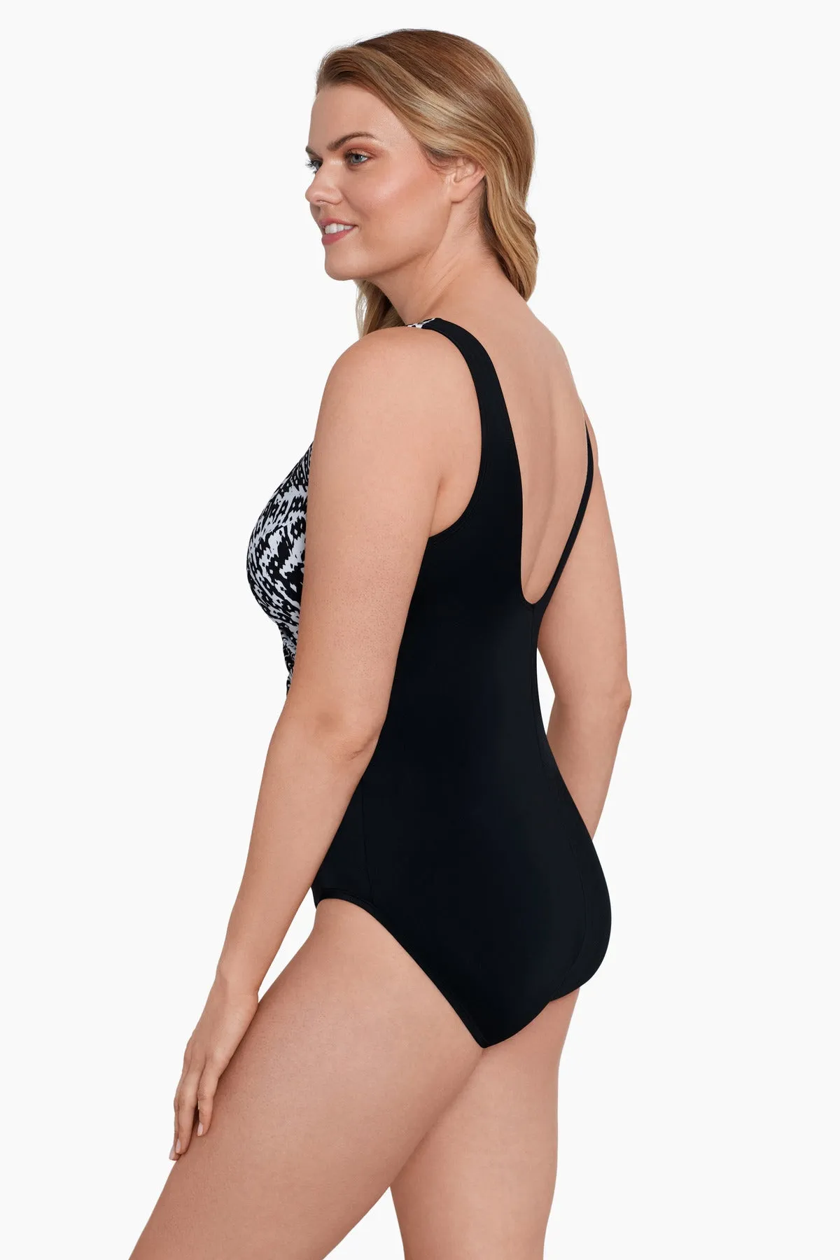 Long Torso Side Tie Draped Surplice One Piece - Flutter sold by Longitude product image thumbnail 2