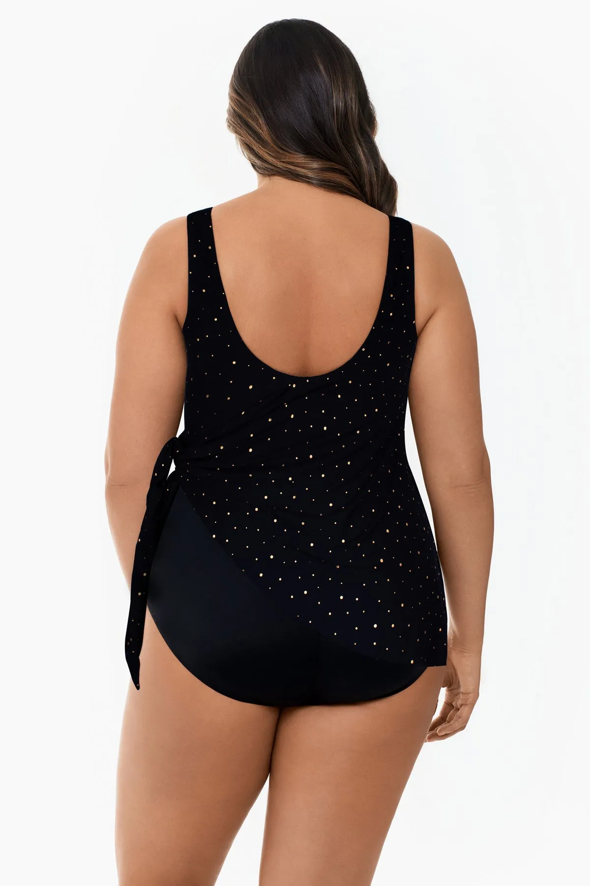Plus Size Side Tie Wrap Surplice Long Torso One Piece Swimsuit Twinkle Twinkle sold by Longitude product image thumbnail 2