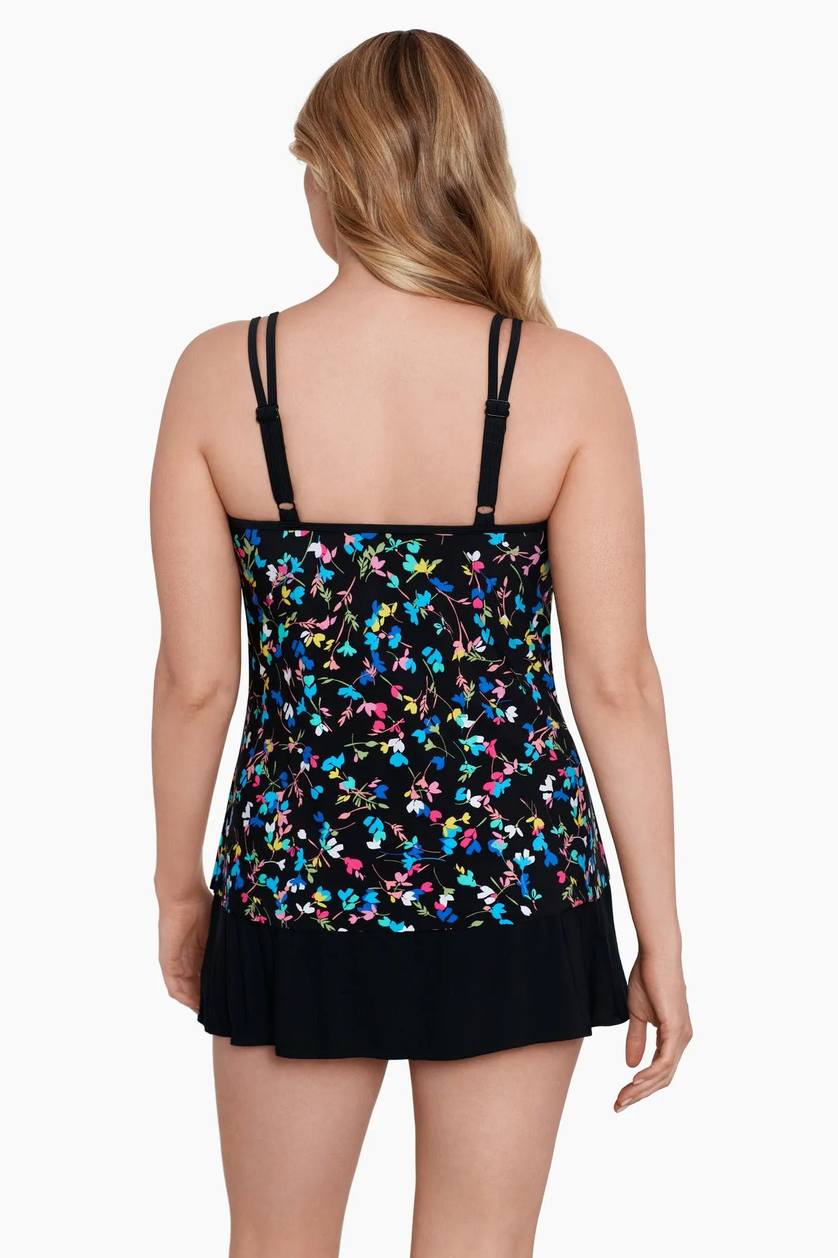 Long Torso Ruffle Faux Skirtini - Mucho Floral sold by Longitude product image thumbnail 3