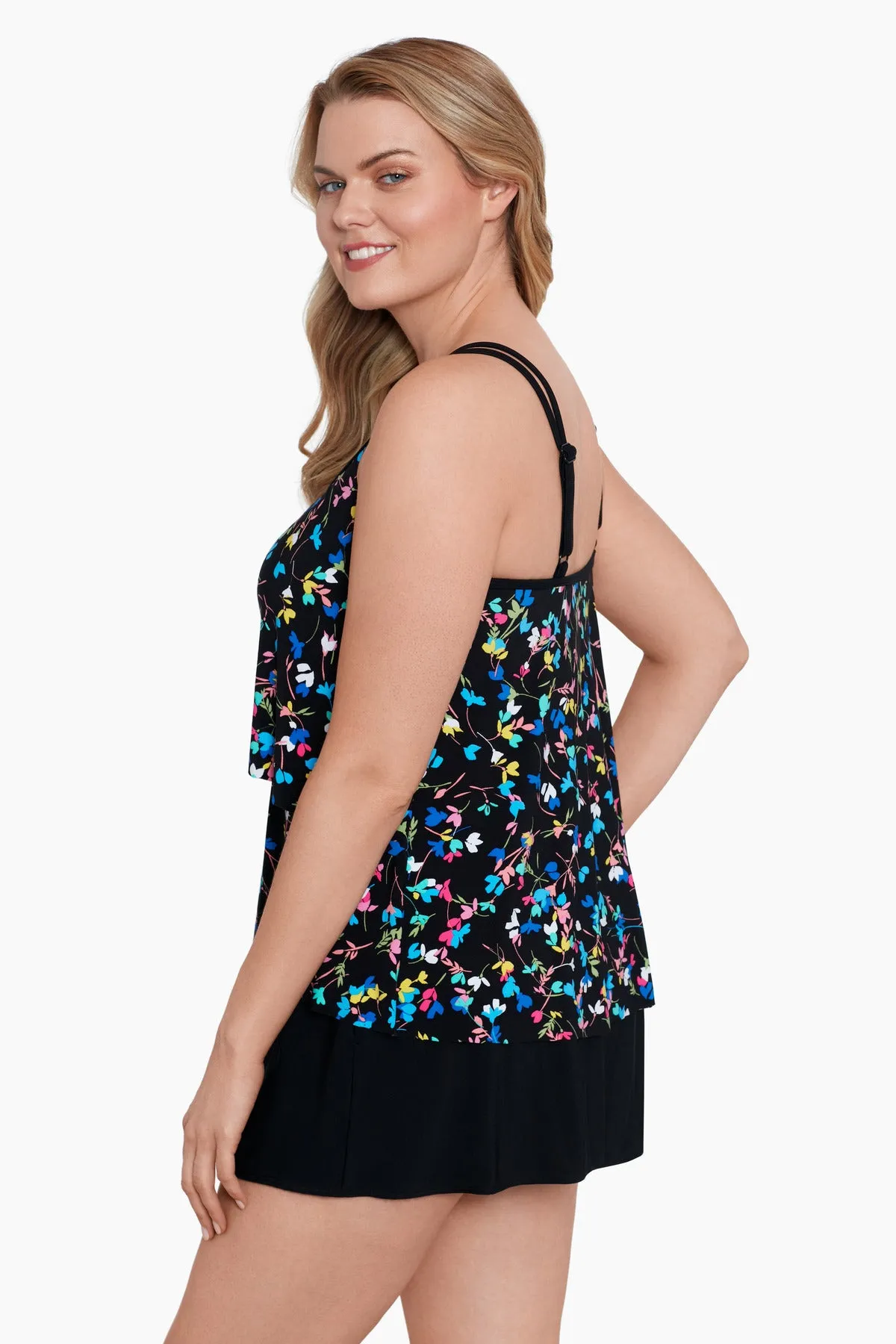 Long Torso Ruffle Faux Skirtini - Mucho Floral sold by Longitude product image thumbnail 2