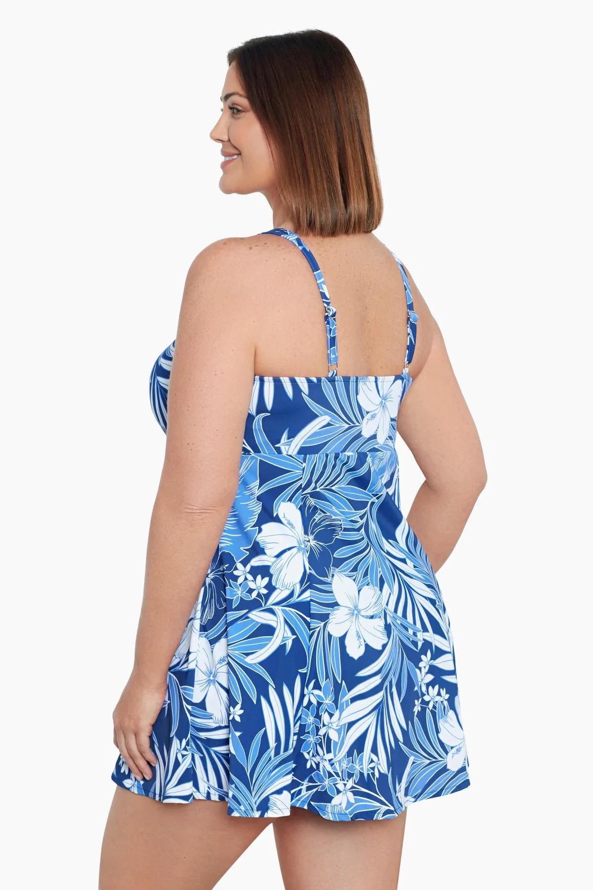 Plus Size Bow Front Swim Dress - In My Blues sold by Longitude product image thumbnail 2