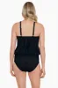 High Neck Blouson Tankini Top W/ Mesh Inserts - Meshed Up sold by Longitude