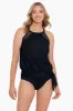 High Neck Blouson Tankini Top W/ Mesh Inserts - Meshed Up sold by Longitude