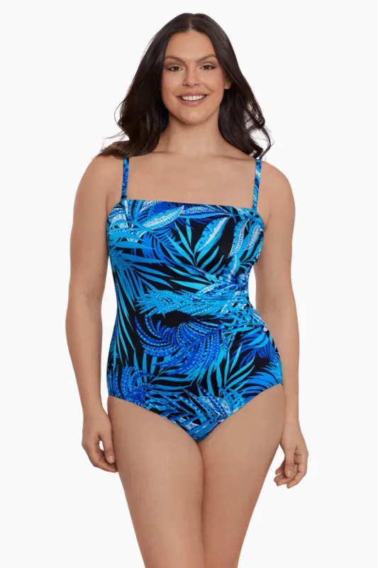 Long Torso Side Shirred Bandeau - Jungle Boogie sold by Longitude