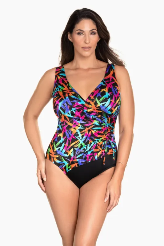 Ruffle Surplice Long Torso One Piece Swimsuit Sparkler sold by Longitude