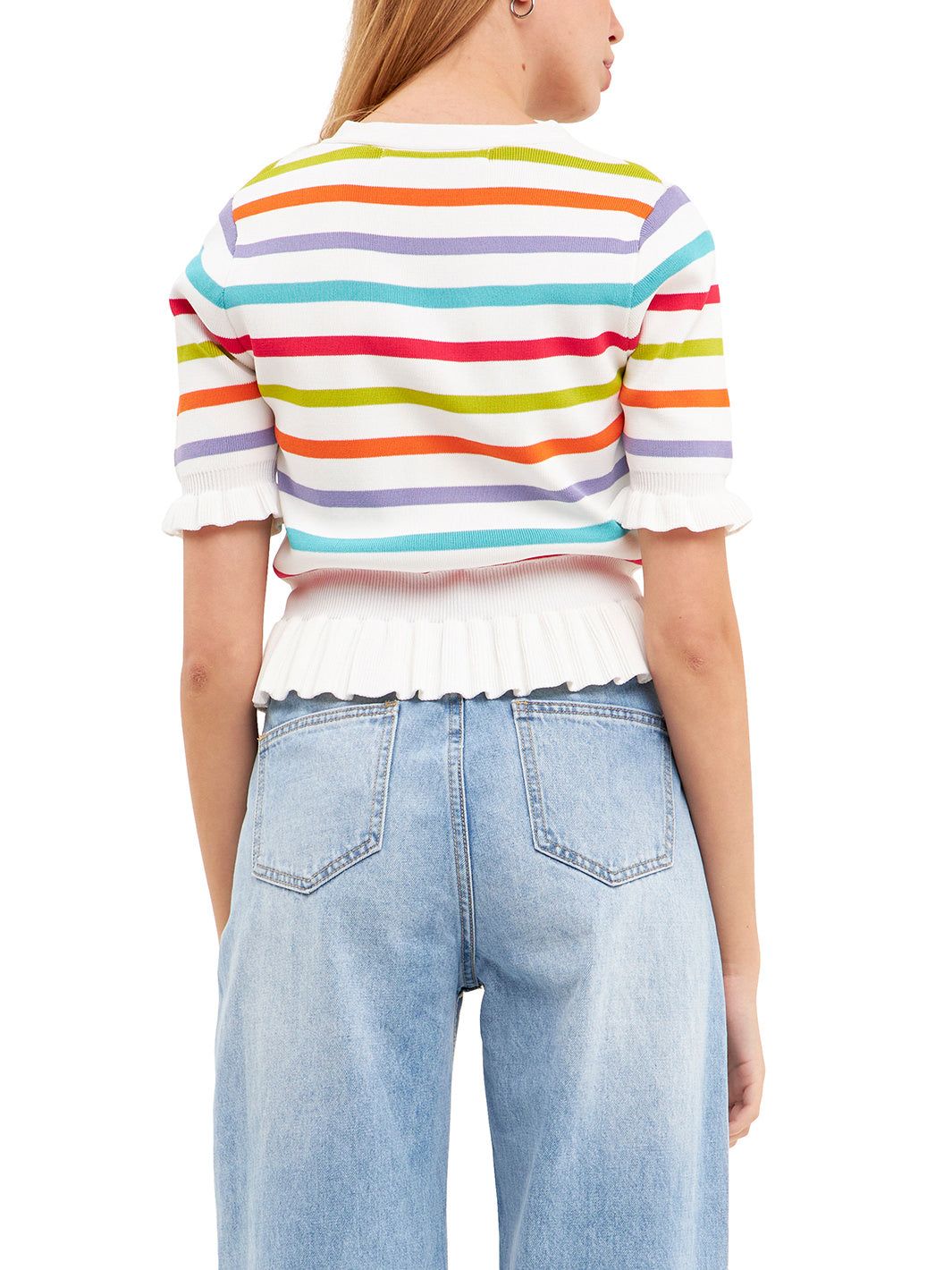 Striped Cardigan with Short Puff Sleeves sold by Lord & Taylor product image thumbnail 5