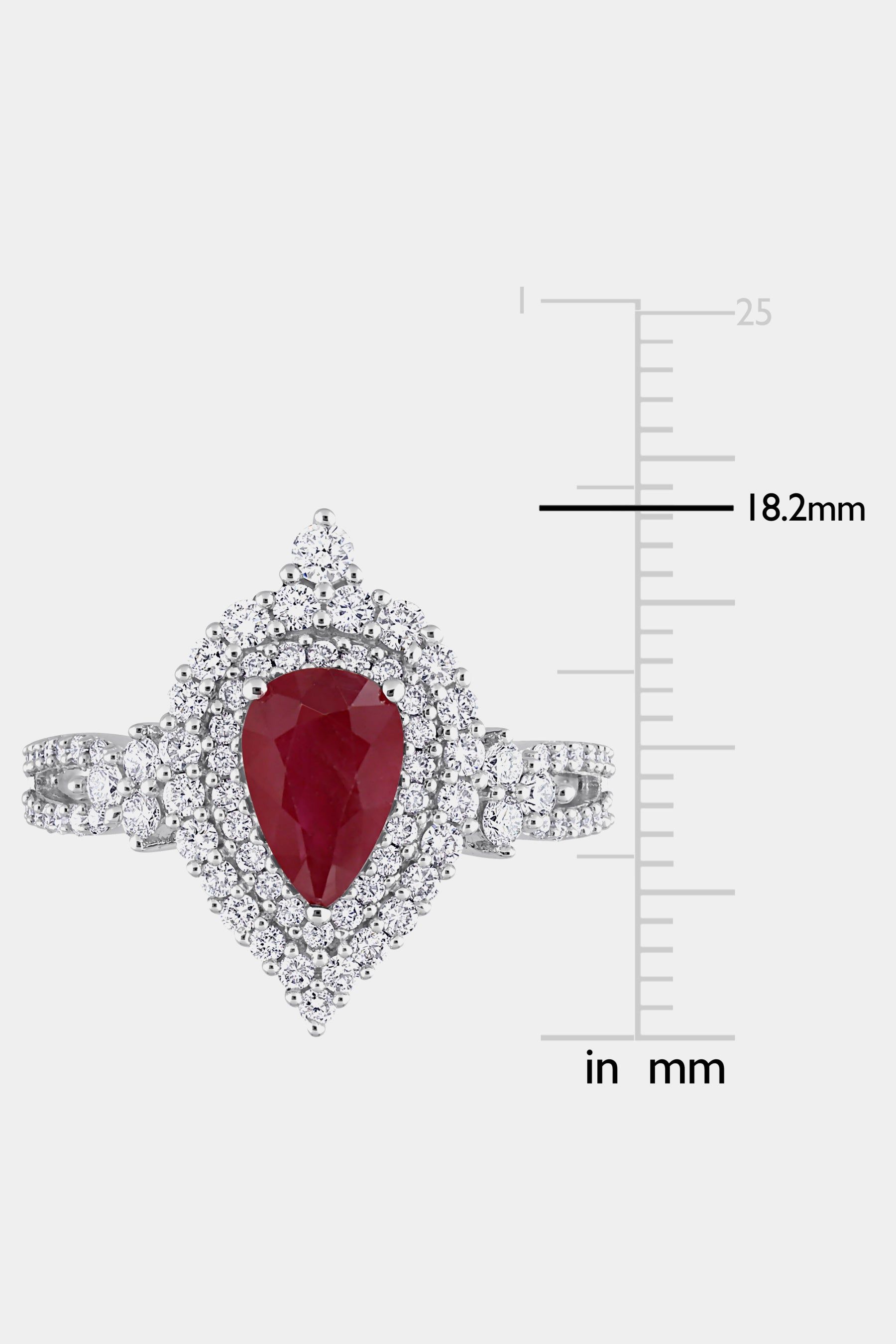 Pear Cut Ruby and Diamond Double Halo Ring in 14K White Gold sold by Lord & Taylor product image thumbnail 5