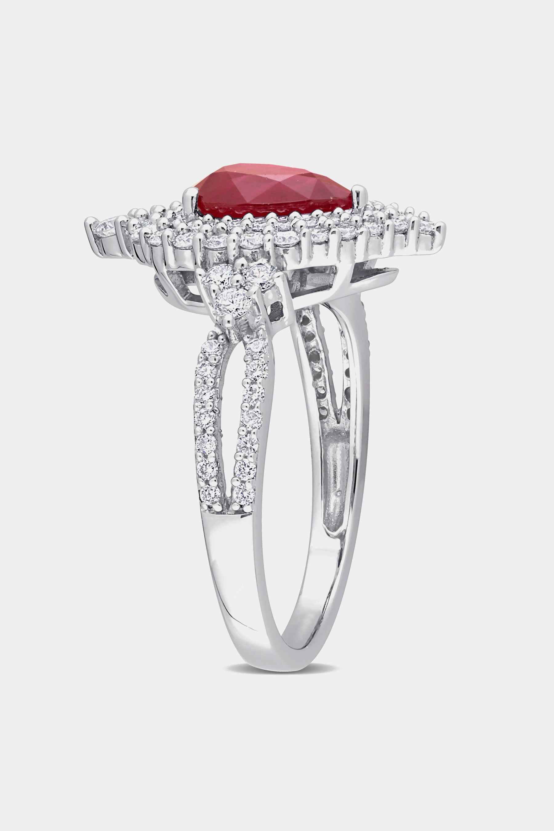 Pear Cut Ruby and Diamond Double Halo Ring in 14K White Gold sold by Lord & Taylor product image thumbnail 6