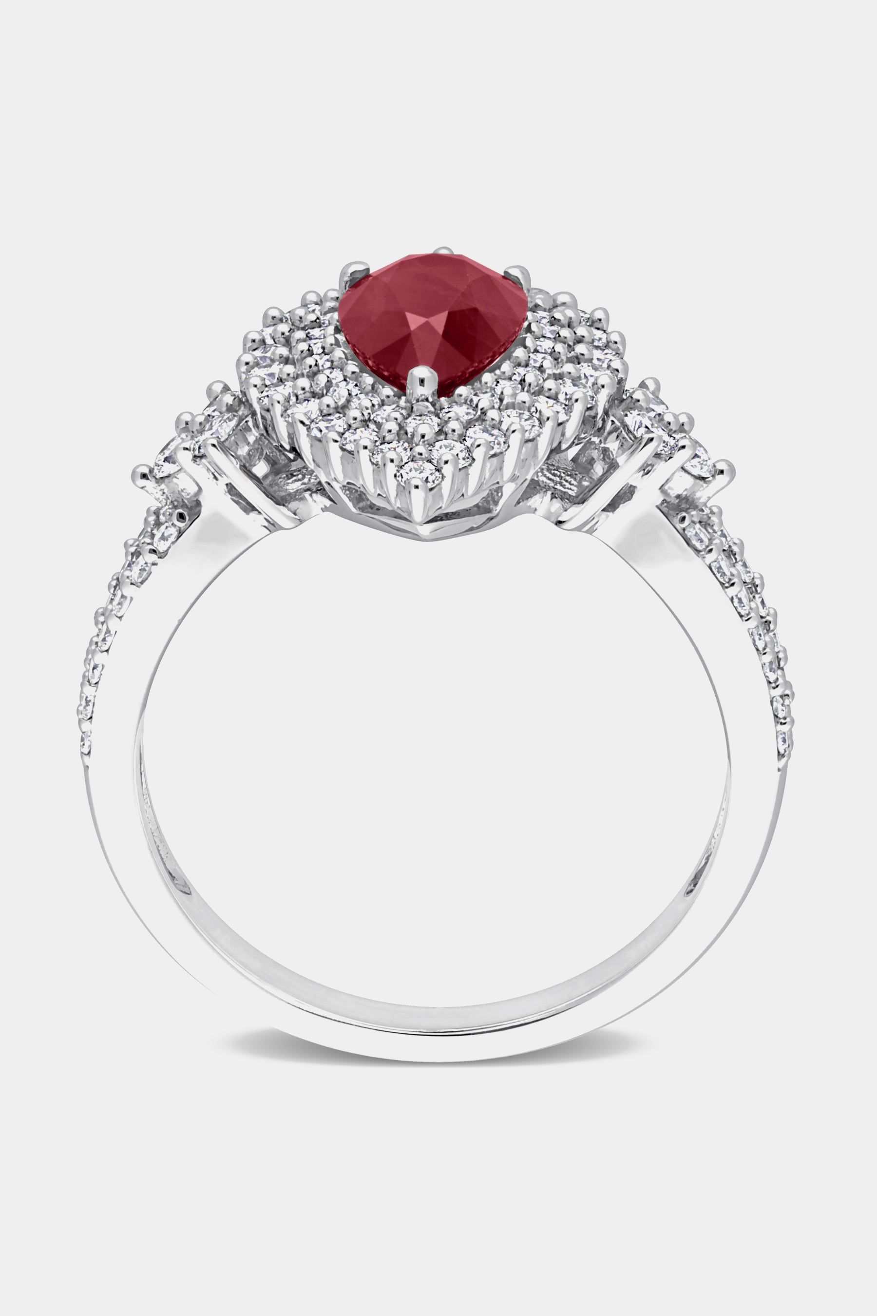 Pear Cut Ruby and Diamond Double Halo Ring in 14K White Gold sold by Lord & Taylor product image thumbnail 3