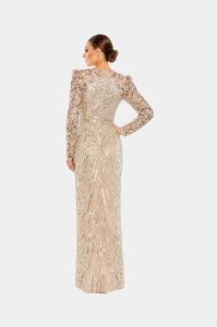 Embellished Puff Sleeve Faux Wrap Gown sold by Lord & Taylor