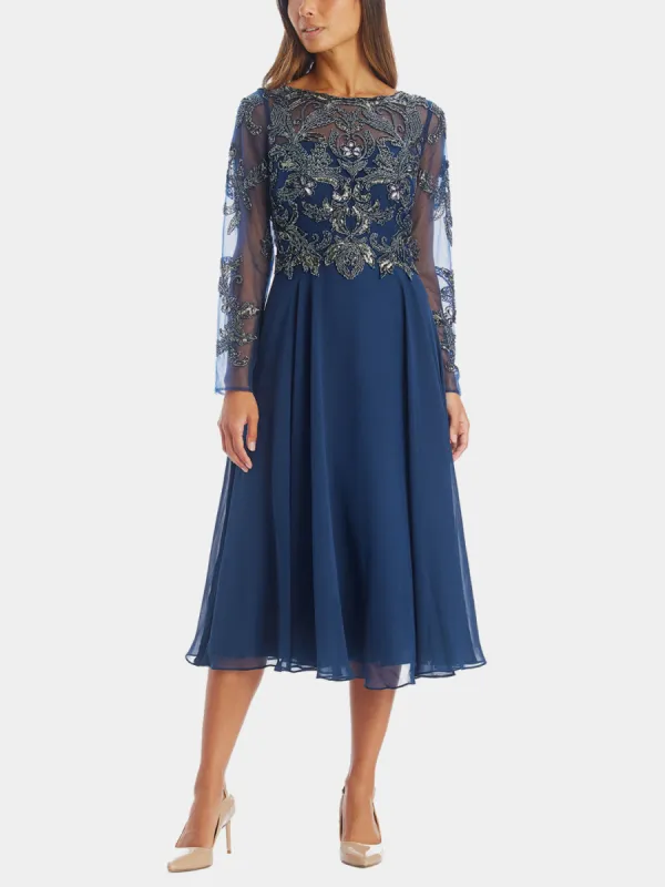 Short Chiffon Long Sleeve Embroidered Dress sold by Lord & Taylor