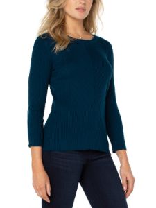 Pointelle Detail 3/4 Sleeve Crewneck Sweater sold by Lord & Taylor