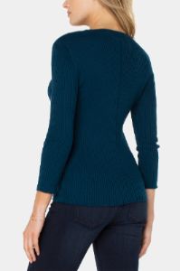 Pointelle Detail 3/4 Sleeve Crewneck Sweater sold by Lord & Taylor
