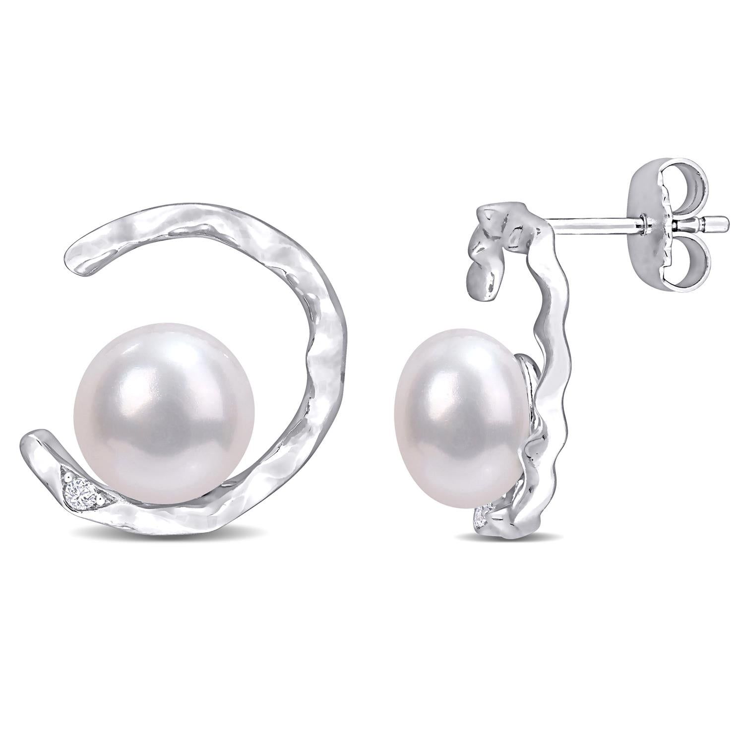 Freshwater Cultured Pearl and Lab-Created White Sapphire Earrings sold by Lord & Taylor product image thumbnail 4