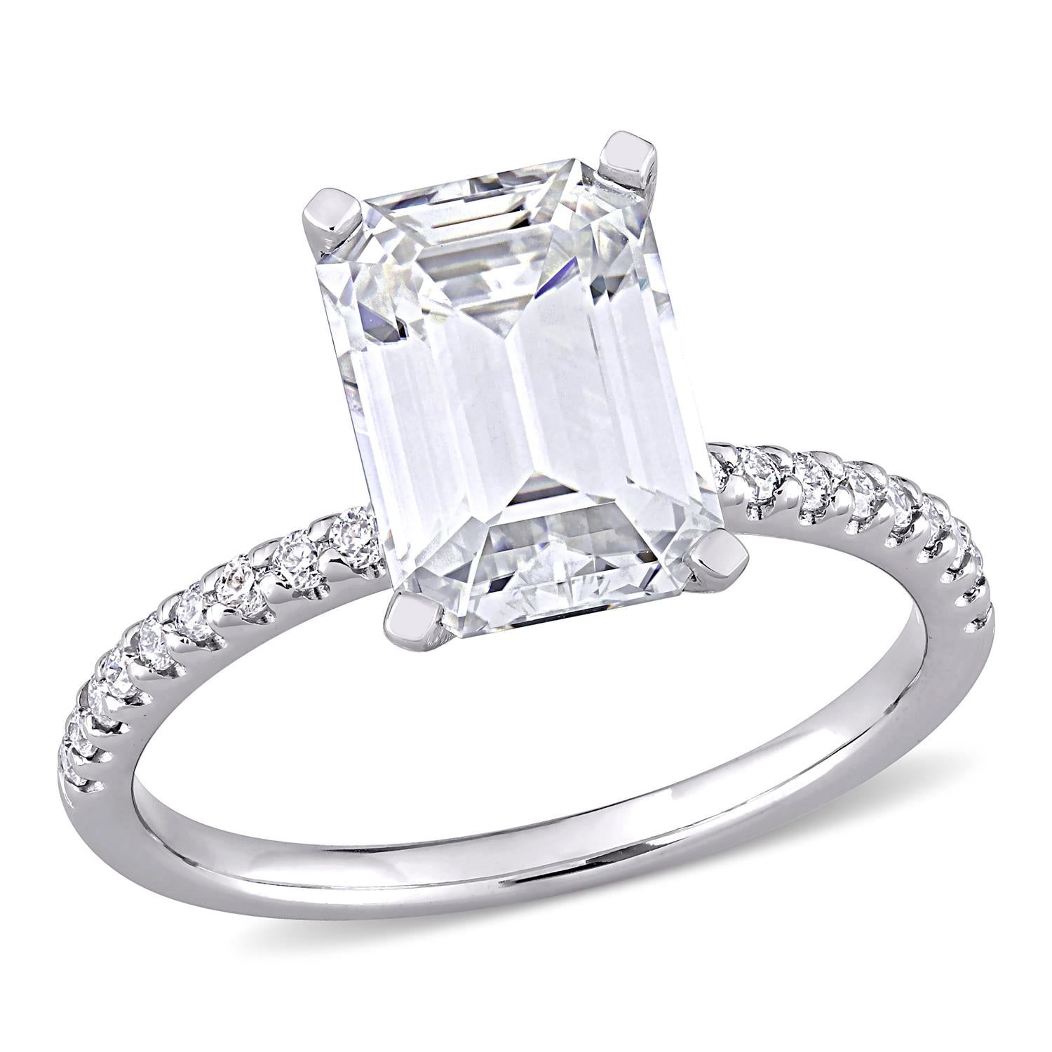 10k White Gold Moissanite Emerald-Cut Ring sold by Lord & Taylor