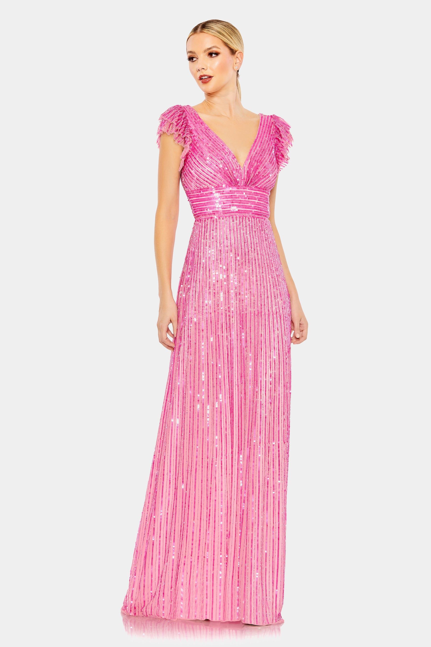Embellished Flutter Cap Sleeve A-Line Gown sold by Lord & Taylor