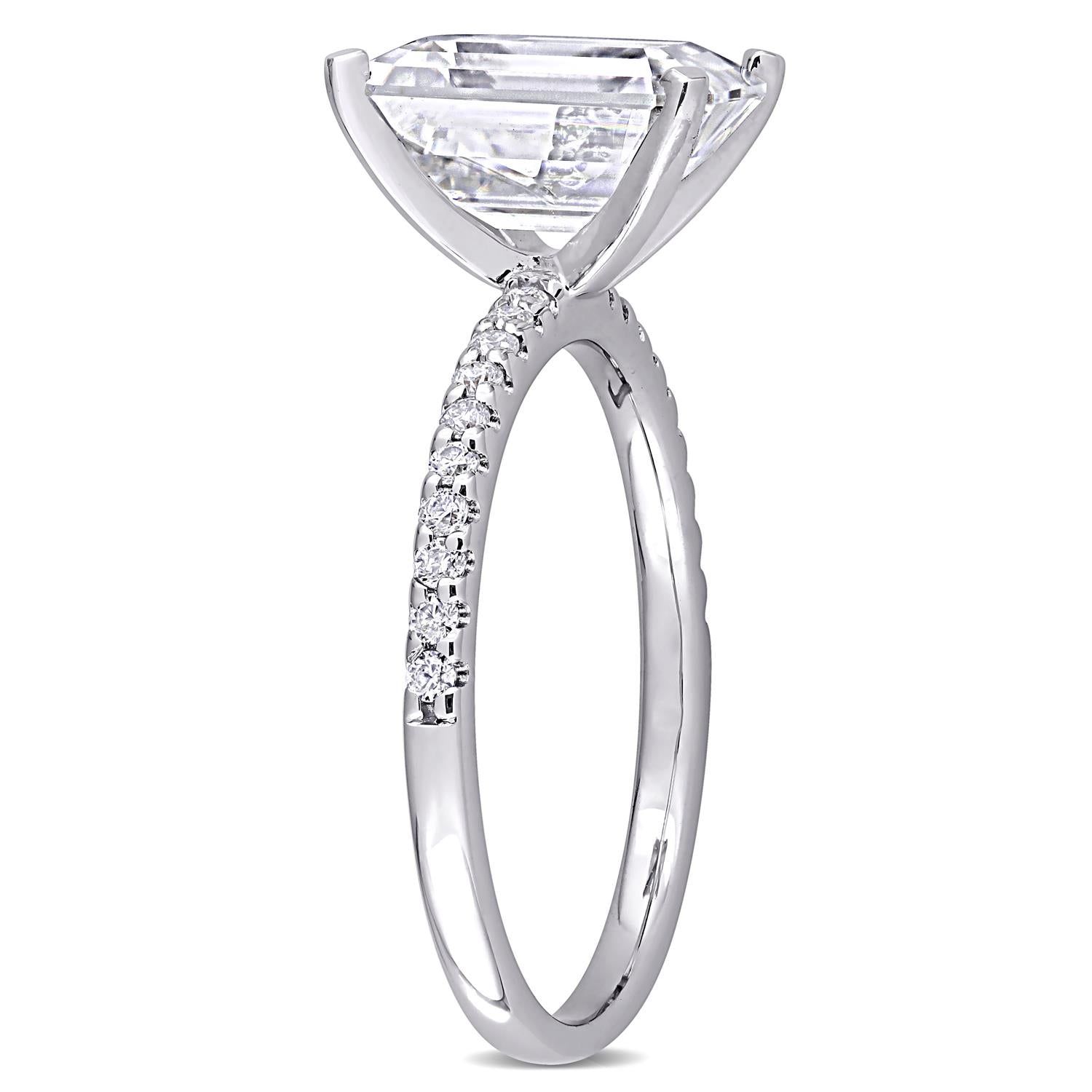 10k White Gold Moissanite Emerald-Cut Ring sold by Lord & Taylor product image thumbnail 2