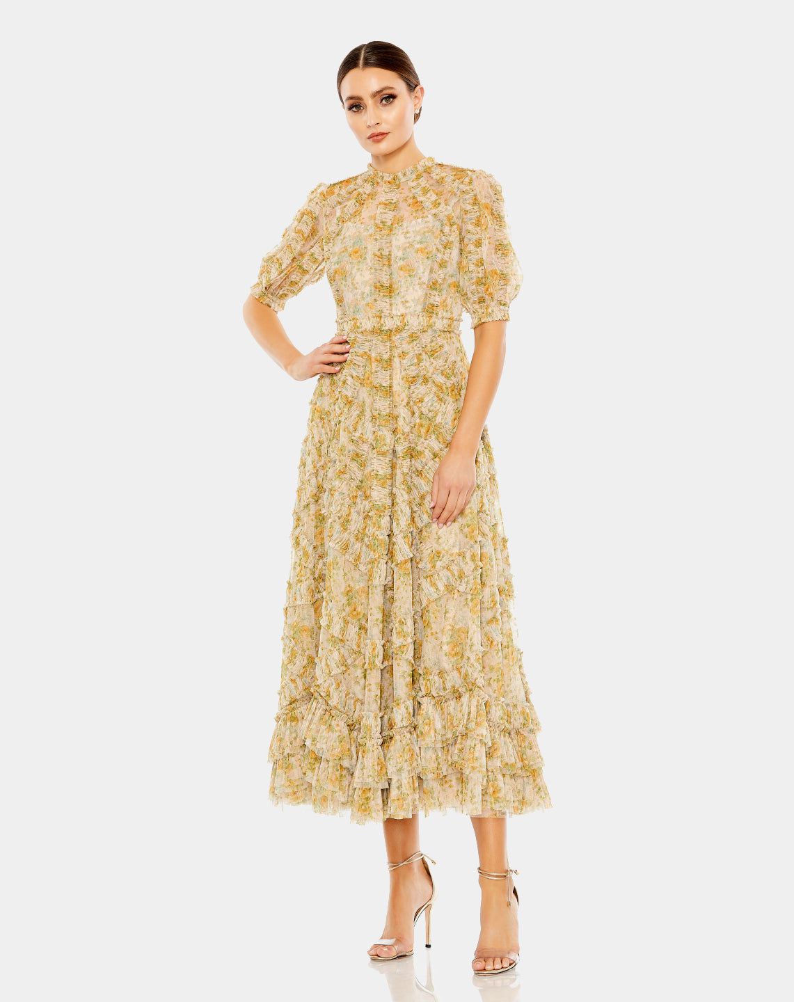 Mesh Puff Sleeve Floral Print Dress sold by Lord & Taylor