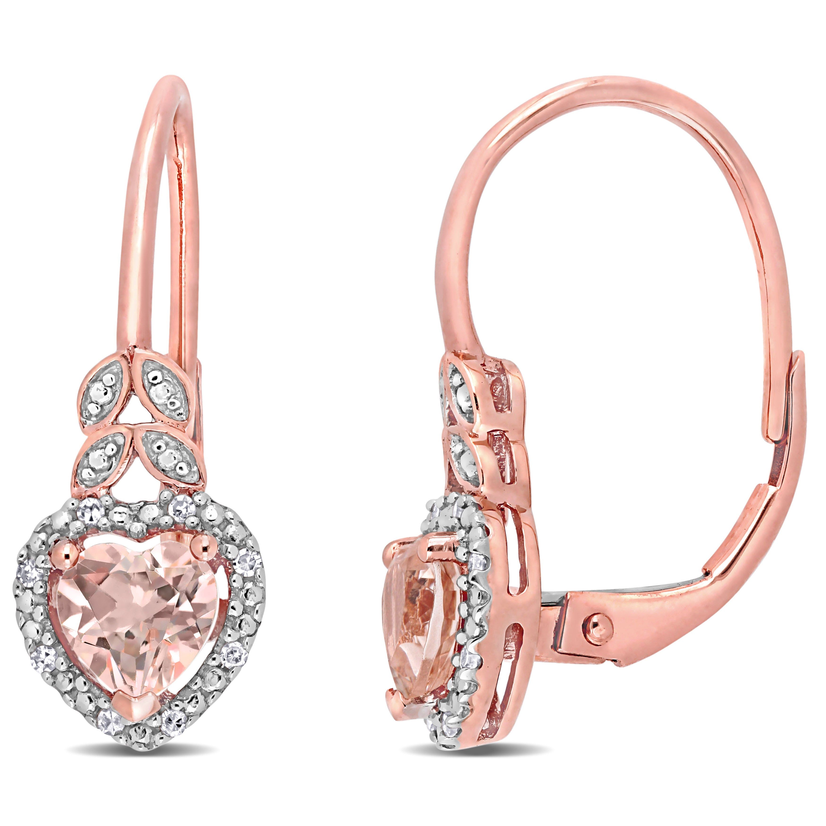Morganite and Diamond Accent Heart Drop Earrings sold by Lord & Taylor