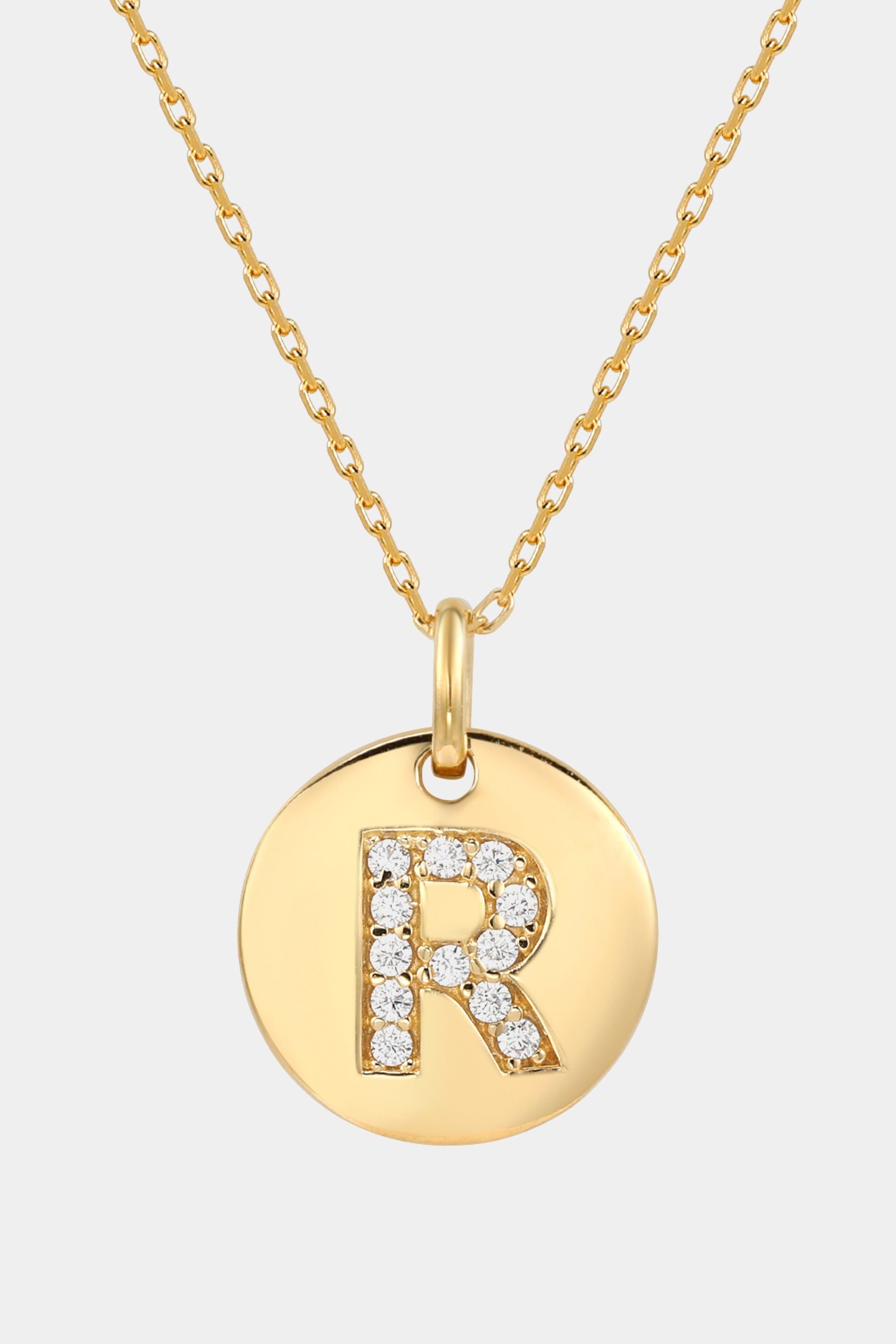 Yellow Sterling Silver Cubic Zirconia Letter Initial Disc Pendant Necklace sold by Lord & Taylor product image thumbnail 3