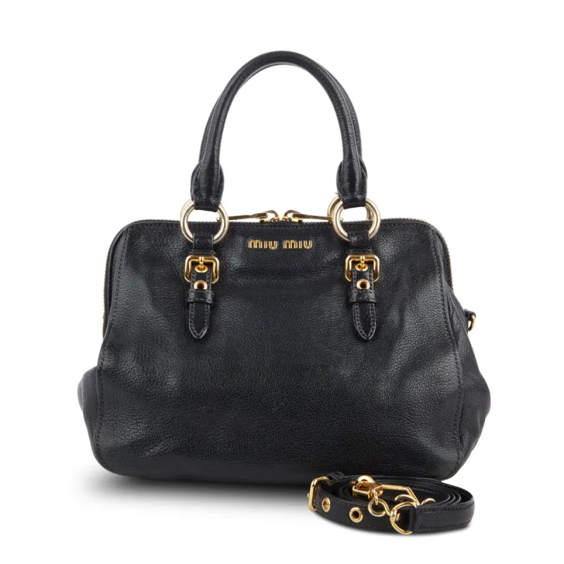 Black Textured Leather Handbag sold by Lord & Taylor