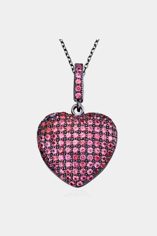Cubic Zirconia Blackened Sterling Silver Pave Heart Pendant sold by Lord & Taylor