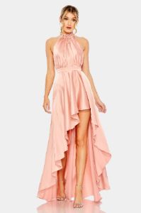 High Neck Satin High Low Gown sold by Lord & Taylor