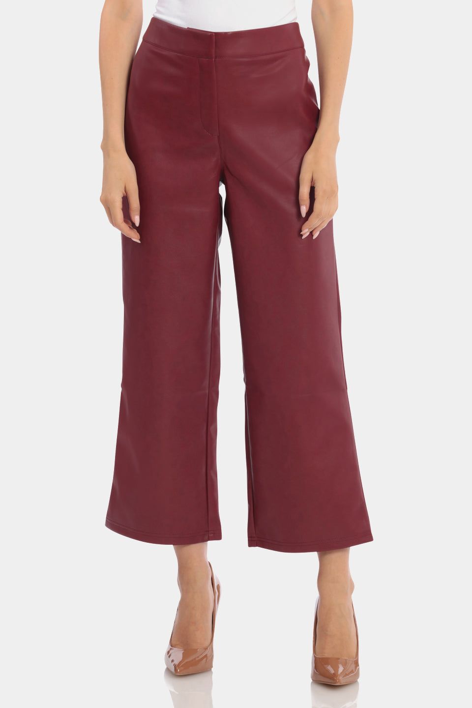 Faux Leather High Waisted Cropped Straight Leg Trouser sold by Lord & Taylor product image thumbnail 7