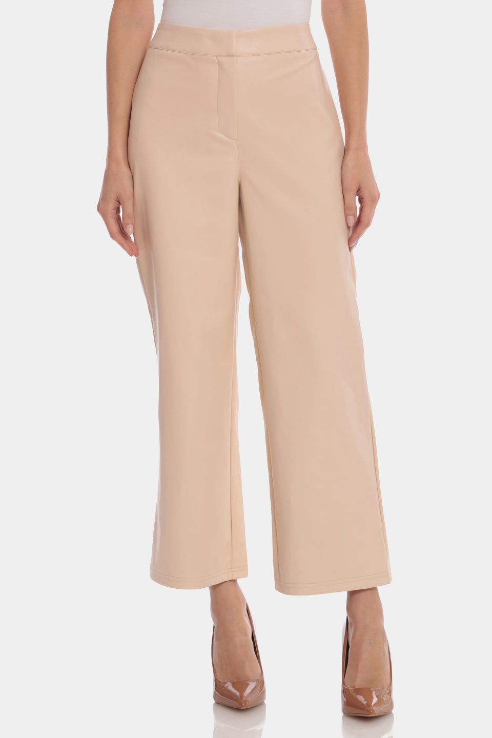 Faux Leather High Waisted Cropped Straight Leg Trouser sold by Lord & Taylor