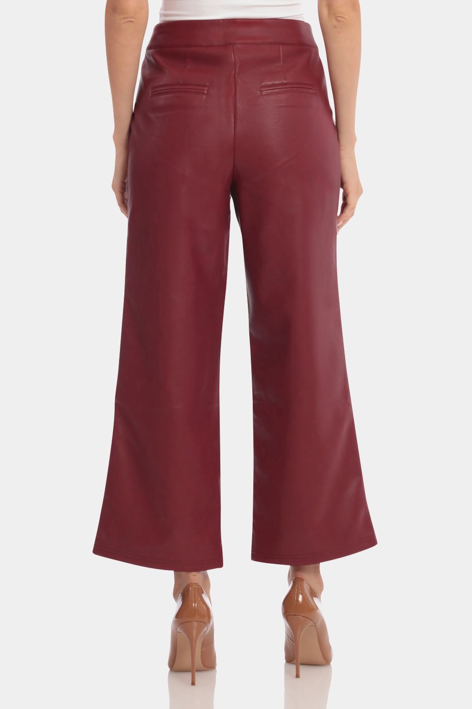 Faux Leather High Waisted Cropped Straight Leg Trouser sold by Lord & Taylor product image thumbnail 6