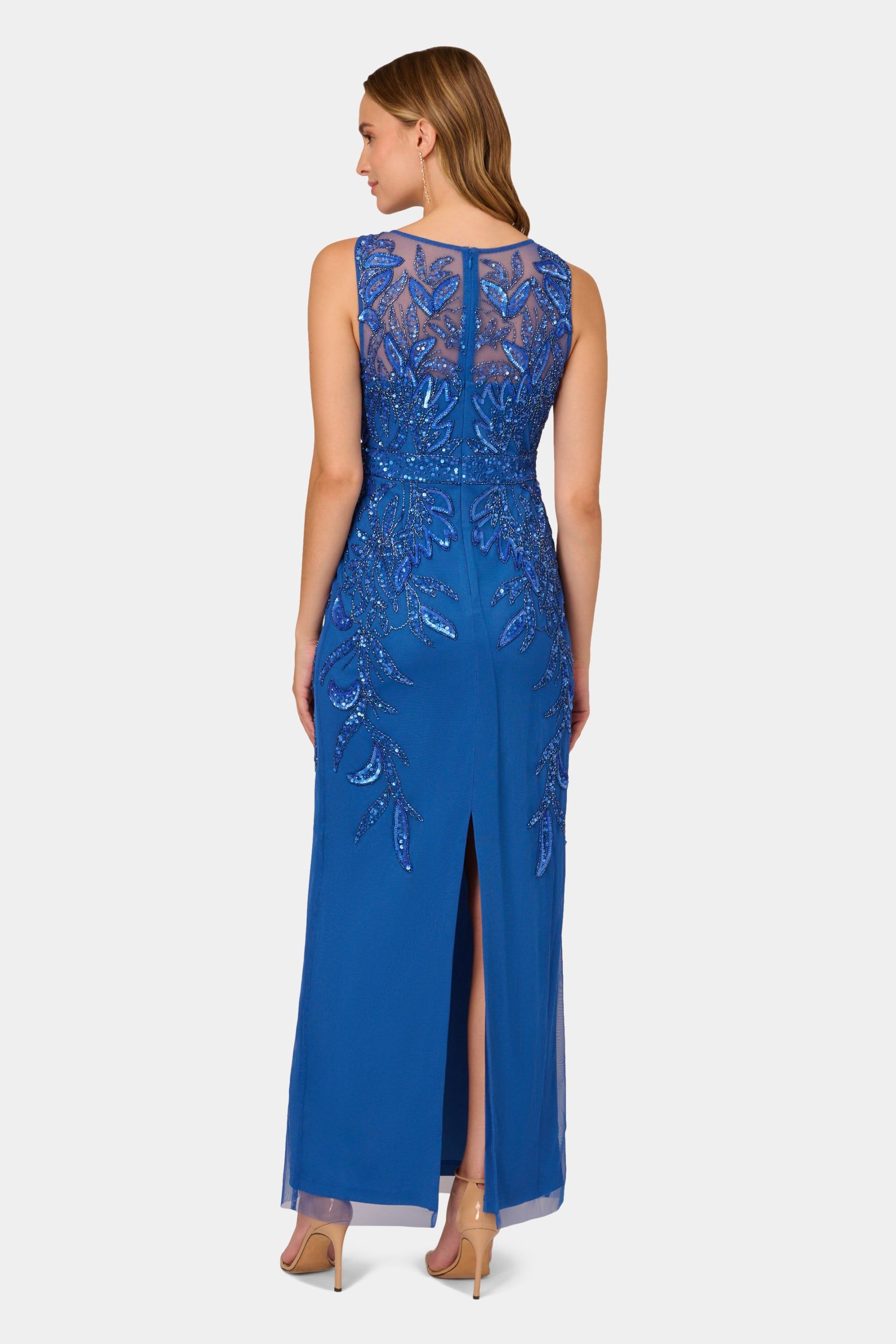 Sleeveless Sheer Beaded Column Gown sold by Lord & Taylor product image thumbnail 3