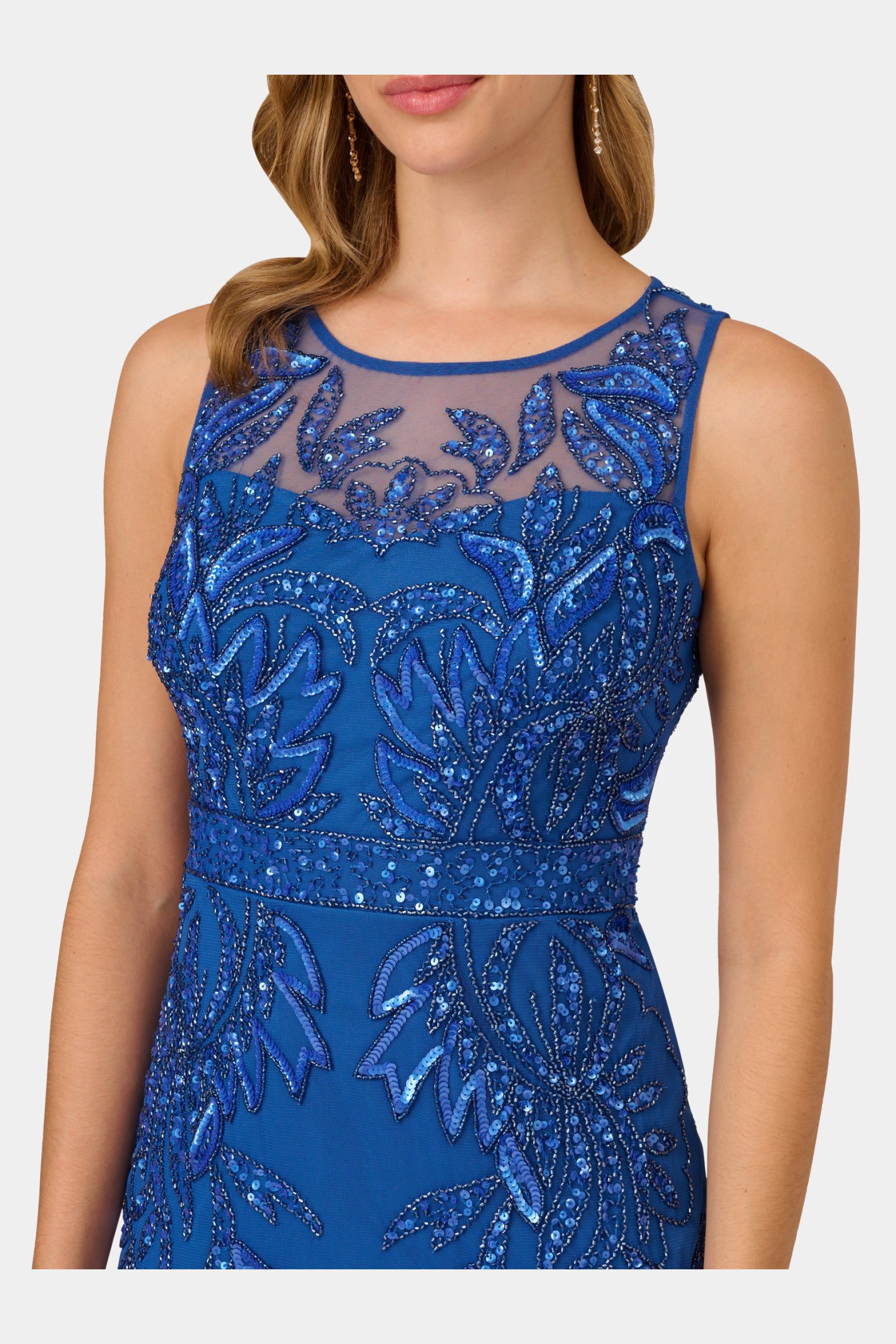 Sleeveless Sheer Beaded Column Gown sold by Lord & Taylor product image thumbnail 4