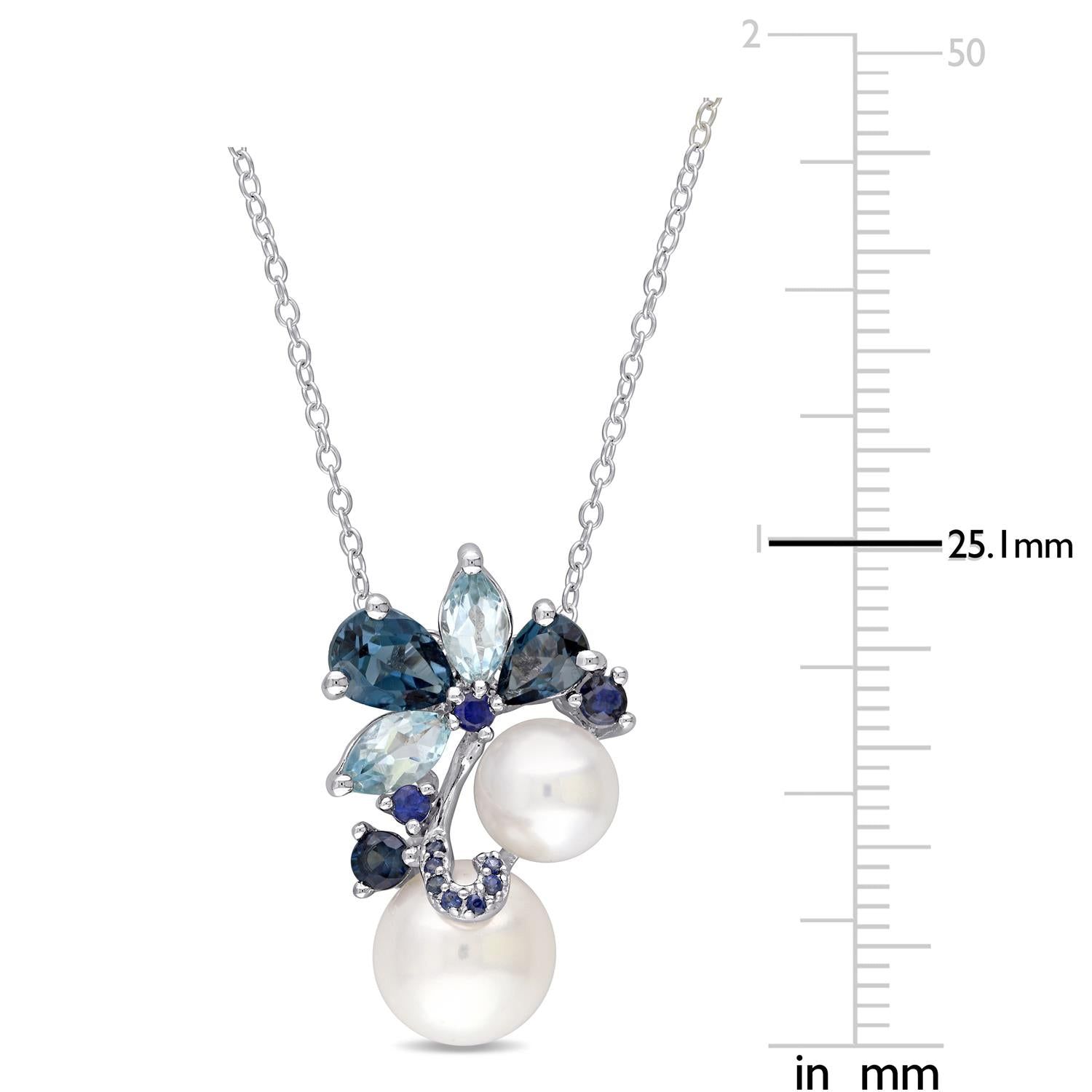 Cultured Pearl and Blue Topaz Necklace sold by Lord & Taylor product image thumbnail 2