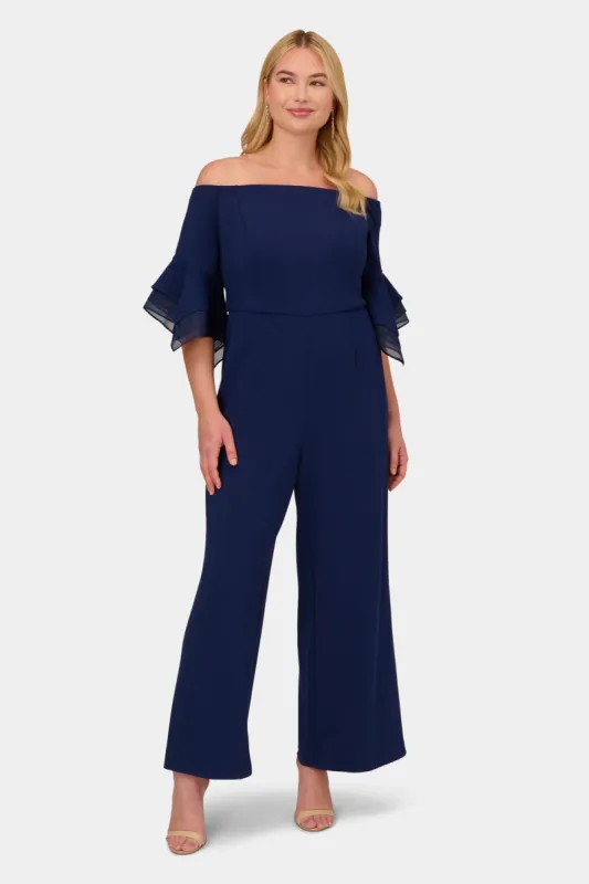 Off the Shoulder Crepe with Organza Trim Jumpsuit sold by Lord & Taylor