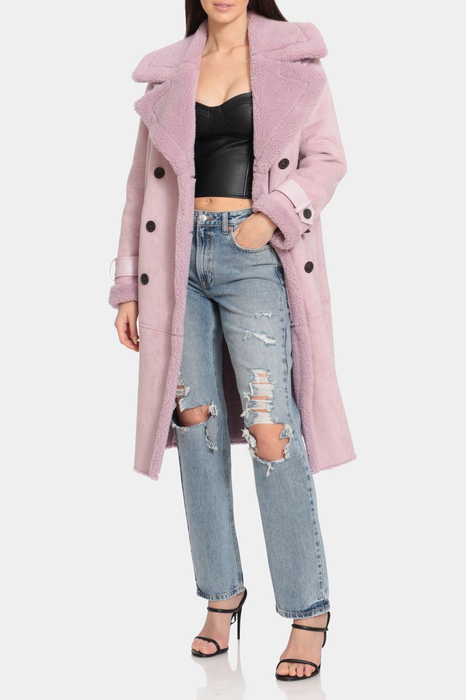 Double Breasted Faux Shearling Coat sold by Lord & Taylor product image thumbnail 3