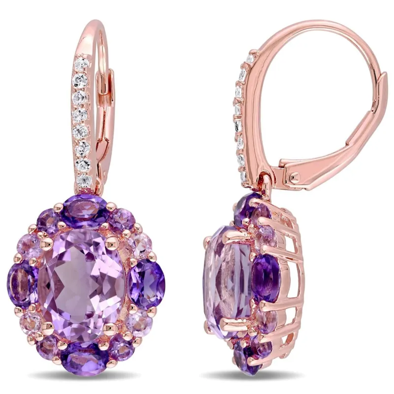 Amethyst and White Topaz Floral Earrings sold by Lord & Taylor