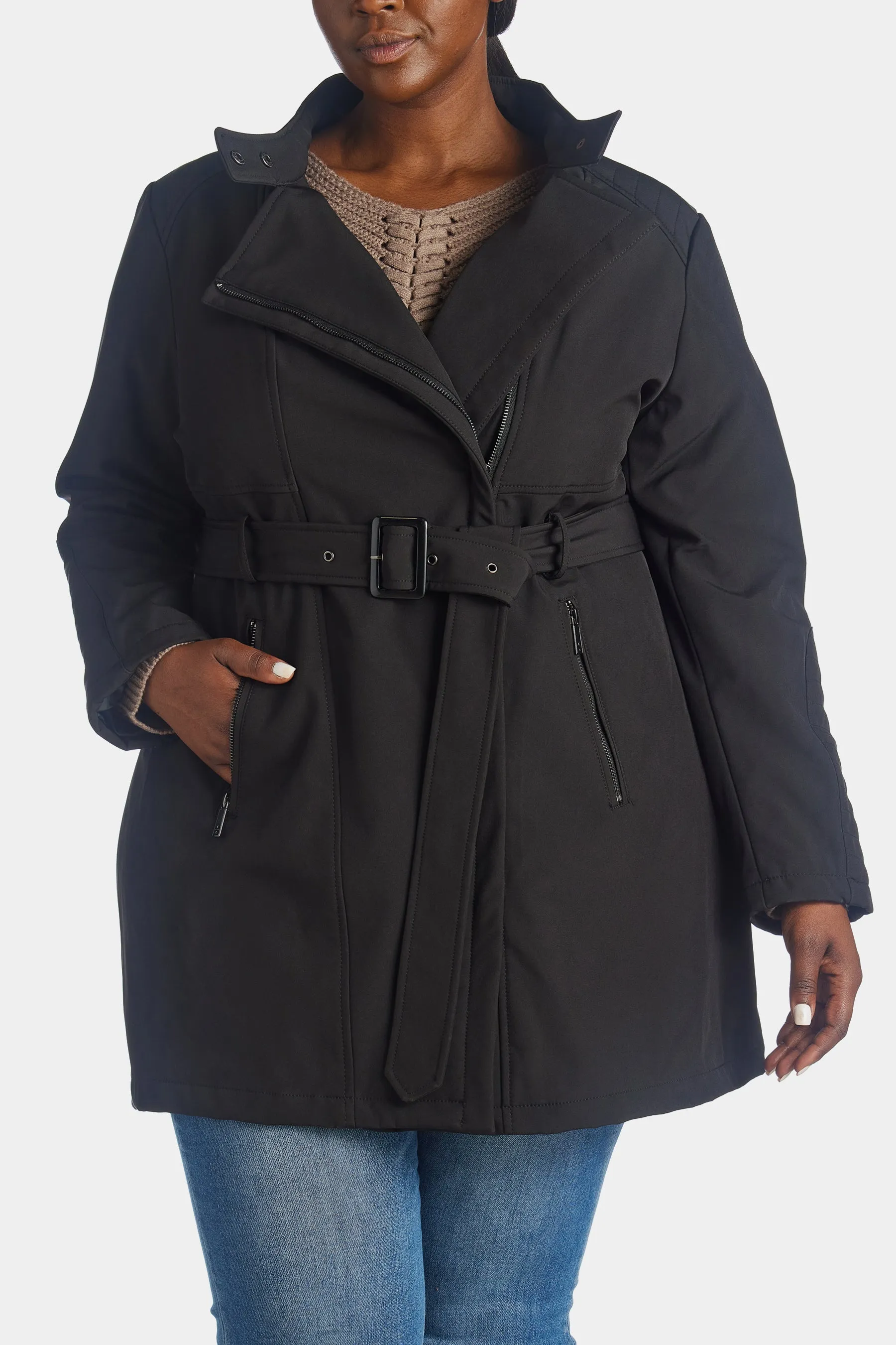 Asymmetrical Soft Shell Belted Trench sold by Lord & Taylor product image thumbnail 3