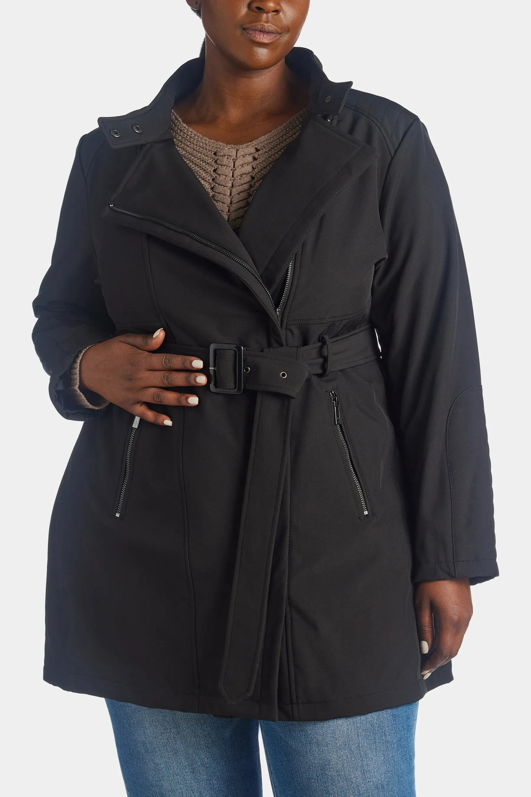 Asymmetrical Soft Shell Belted Trench sold by Lord & Taylor