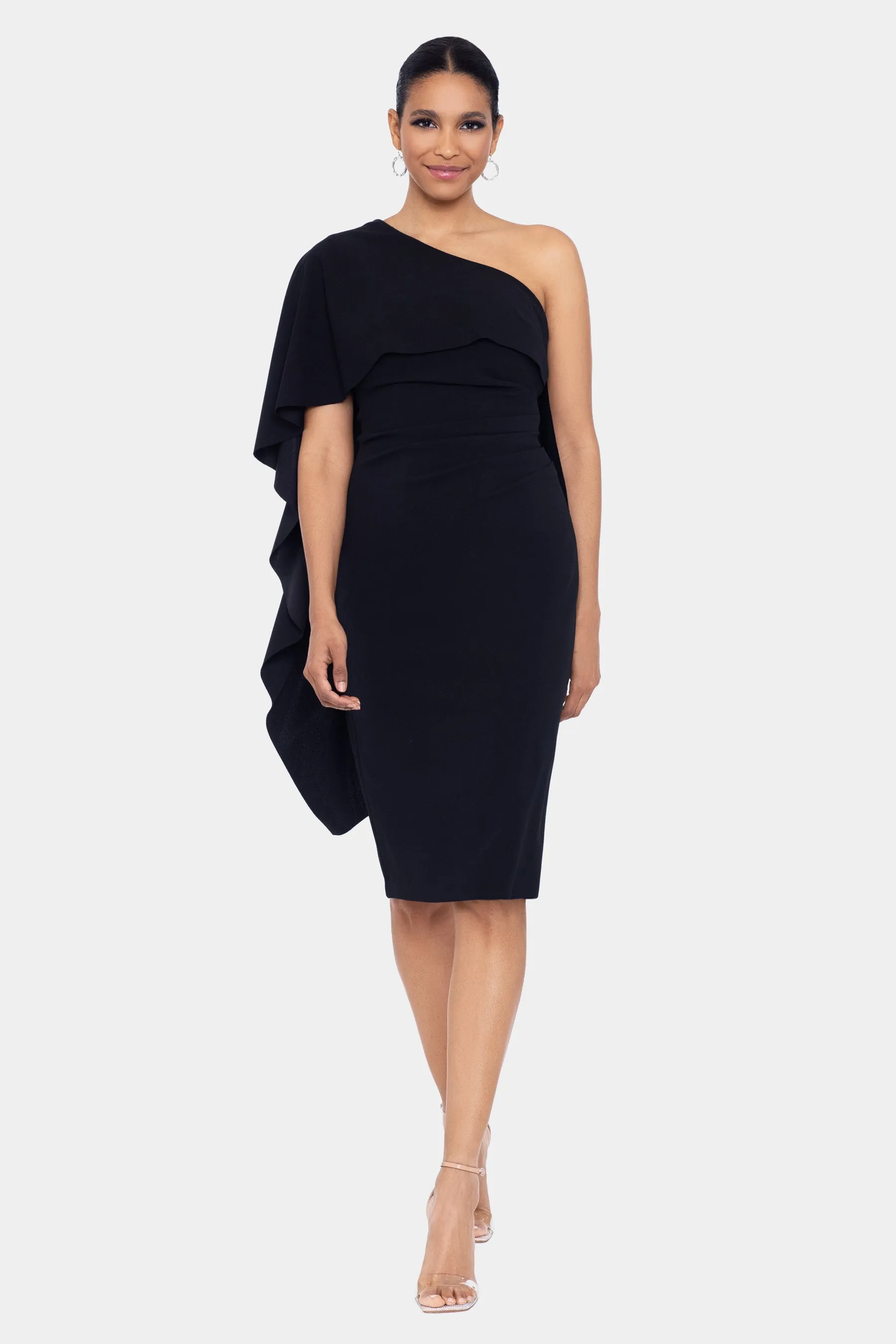 Scuba One Shoulder Cape Midi Dress sold by Lord & Taylor