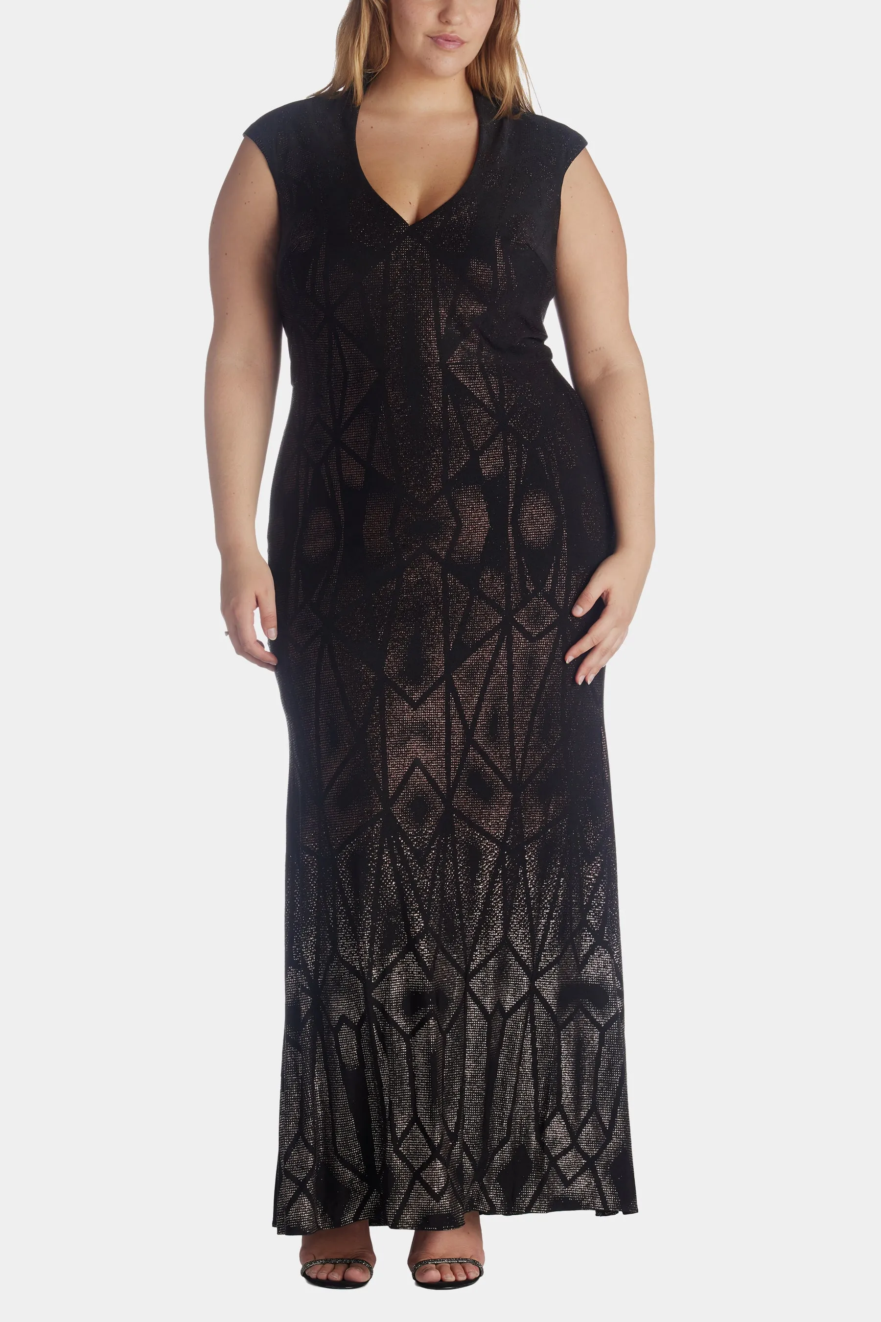 Long Cap Sleeve Glitter Ombre Dress sold by Lord & Taylor product image thumbnail 3