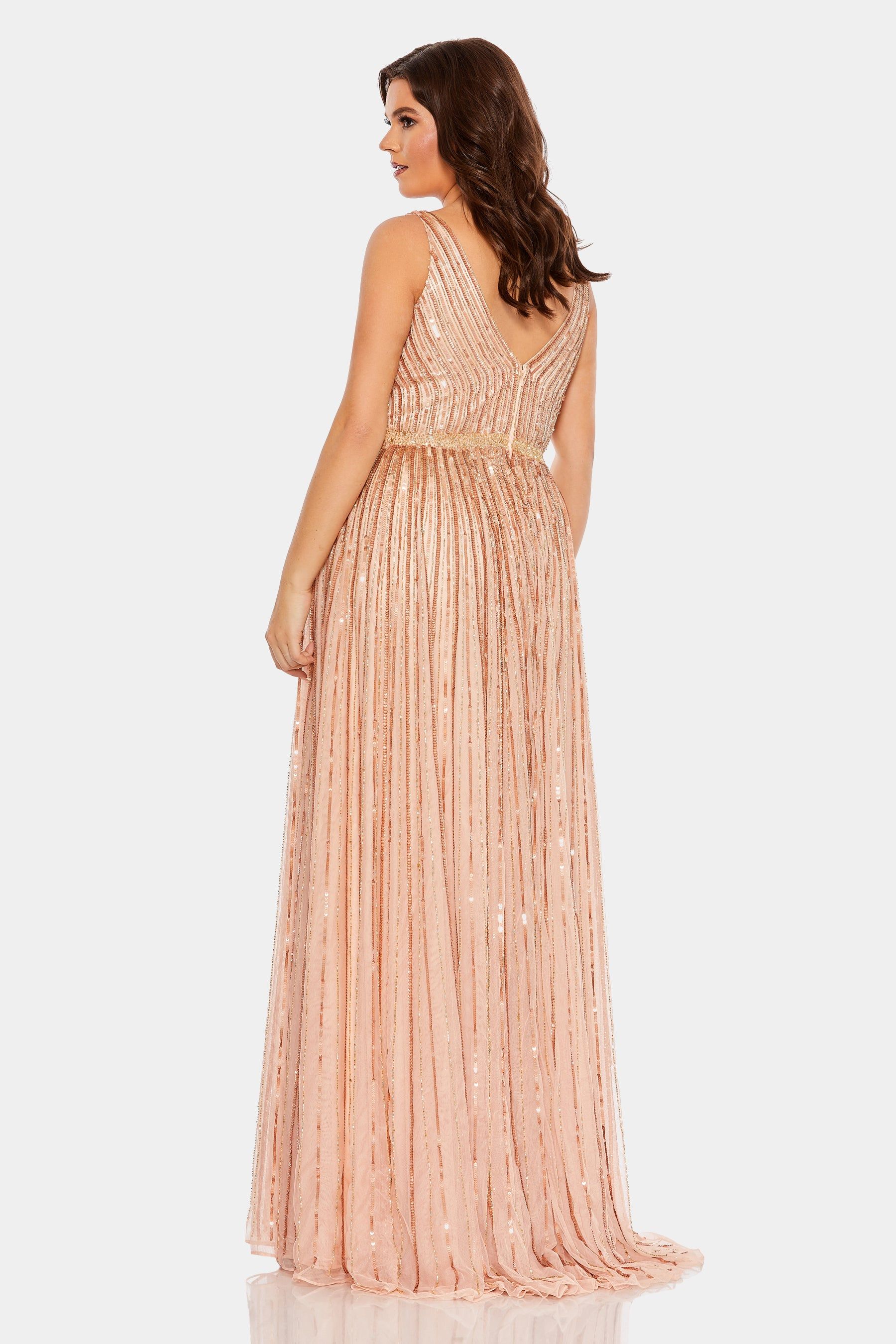 Sequined Striped Sleeveless V Neck A Line Gown sold by Lord & Taylor product image thumbnail 2