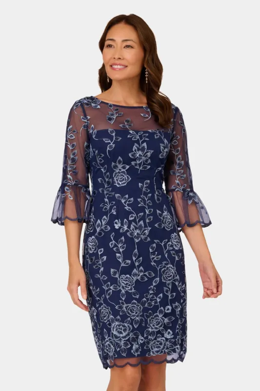 Bell Sleeve Sheer Enbroidered Sheath Dress sold by Lord & Taylor