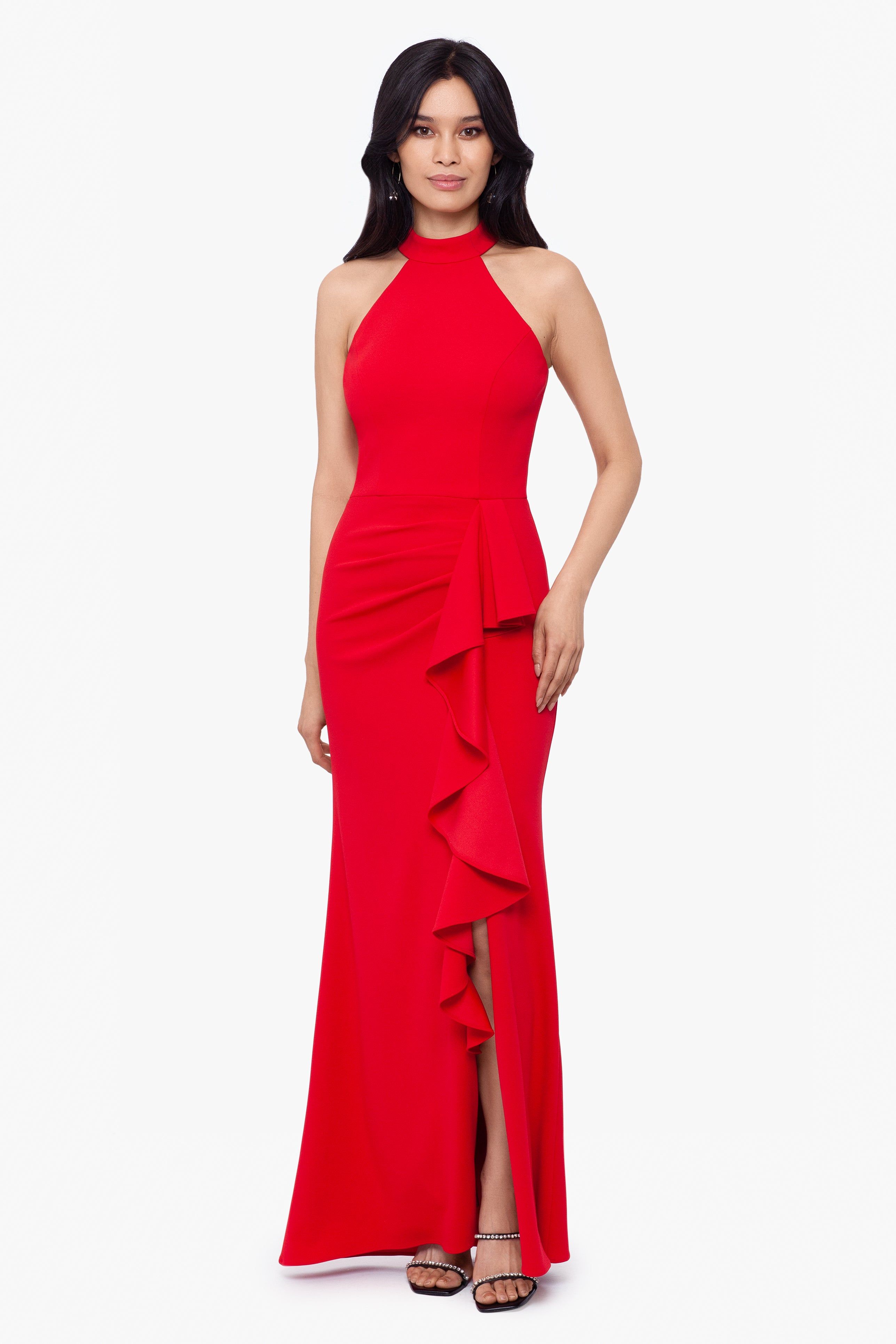 Long Scuba Crepe Hi Neck Ruffle Dress sold by Lord & Taylor product image thumbnail 5