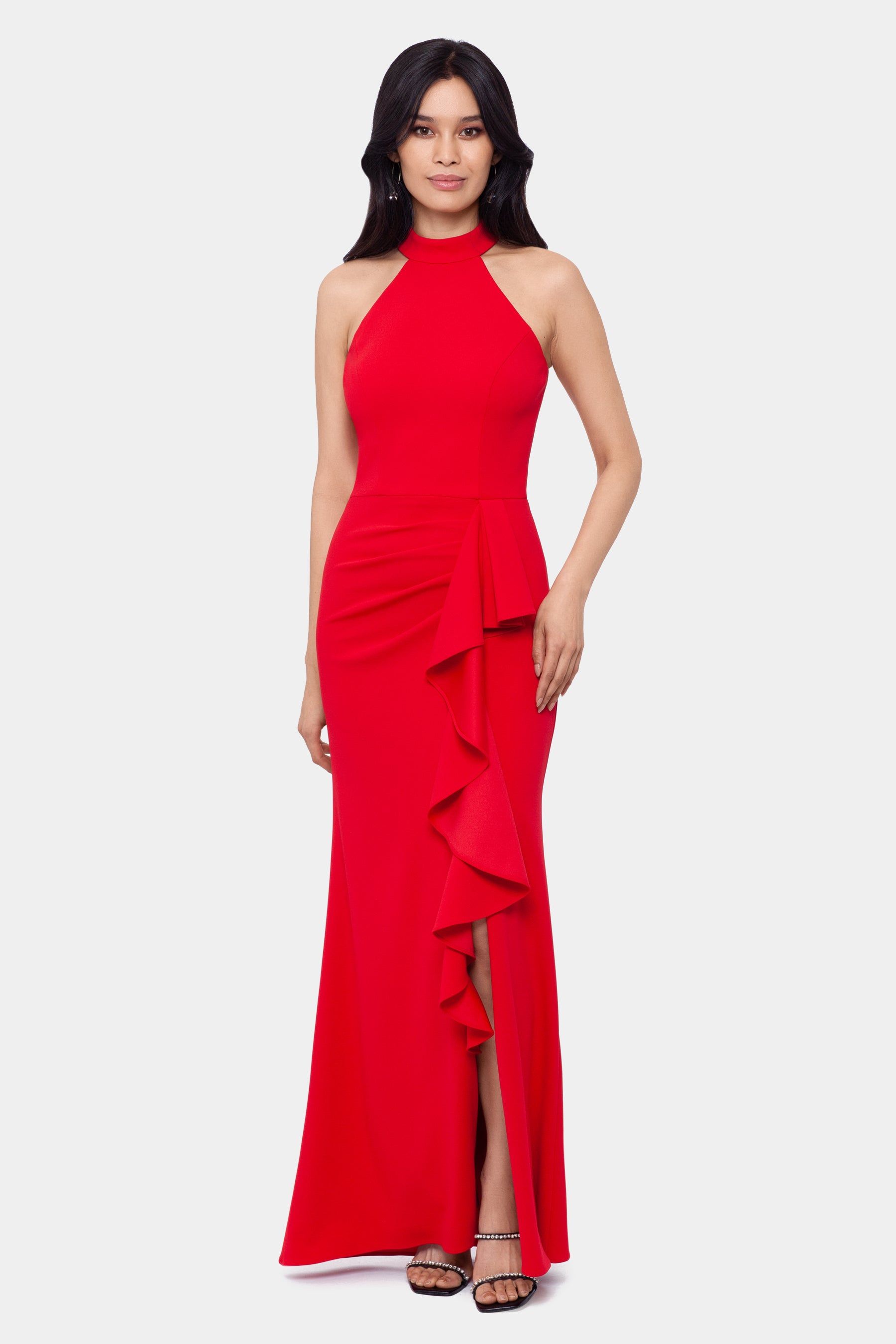 Long Scuba Crepe Hi Neck Ruffle Dress sold by Lord & Taylor product image thumbnail 2